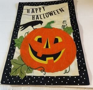 Evergreen Enterprises Halloween Pumpkin Black Crow Cloth Flag